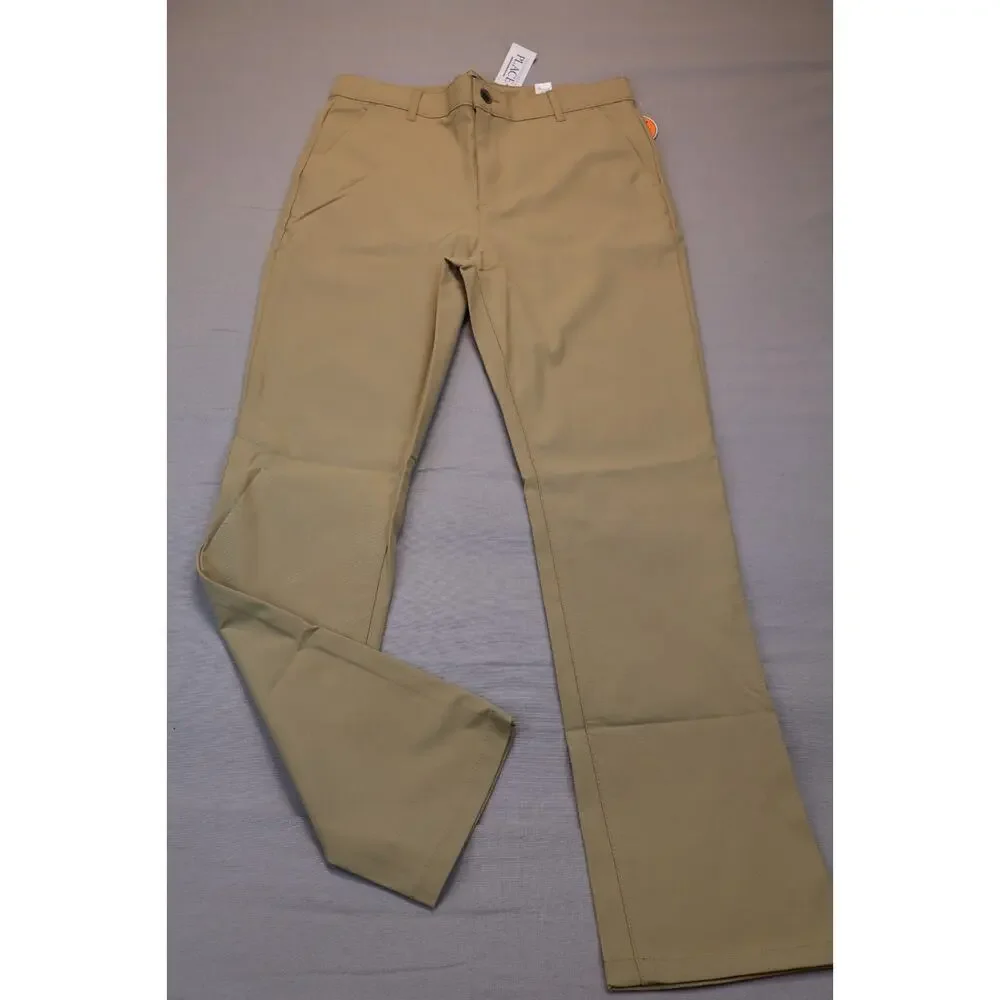 NEW The Children's Place Boy Flax Tan Uniform Quick Dry Skinny Chino Pants 16